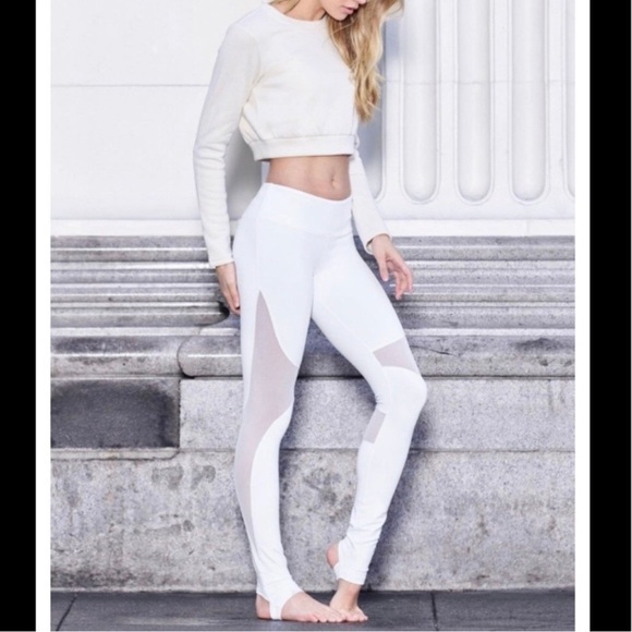ALO Yoga Pants - Alo Coast White Mesh Stirrup Leggings XS